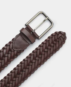 Brown Plaited Leather Belt