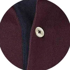 Burgundy Cotton Pique Long Sleeve Polo Shirt