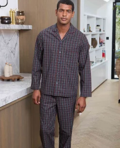 Burgundy Cotton Window Check Pyjamas