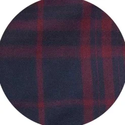 Burgundy Navy Brushed Cotton Check Classic Fit Button-Down Casual Shirt