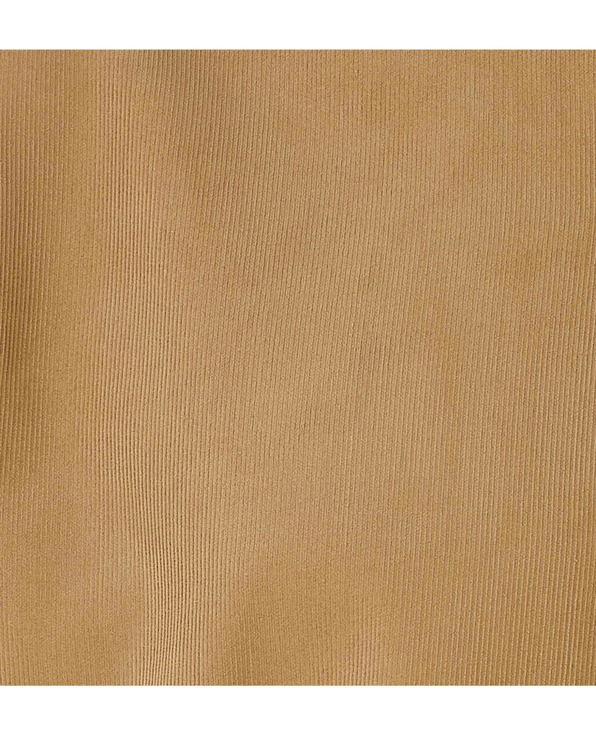 Camel Cotton Babycord Slim Fit Button-Down Casual Shirt