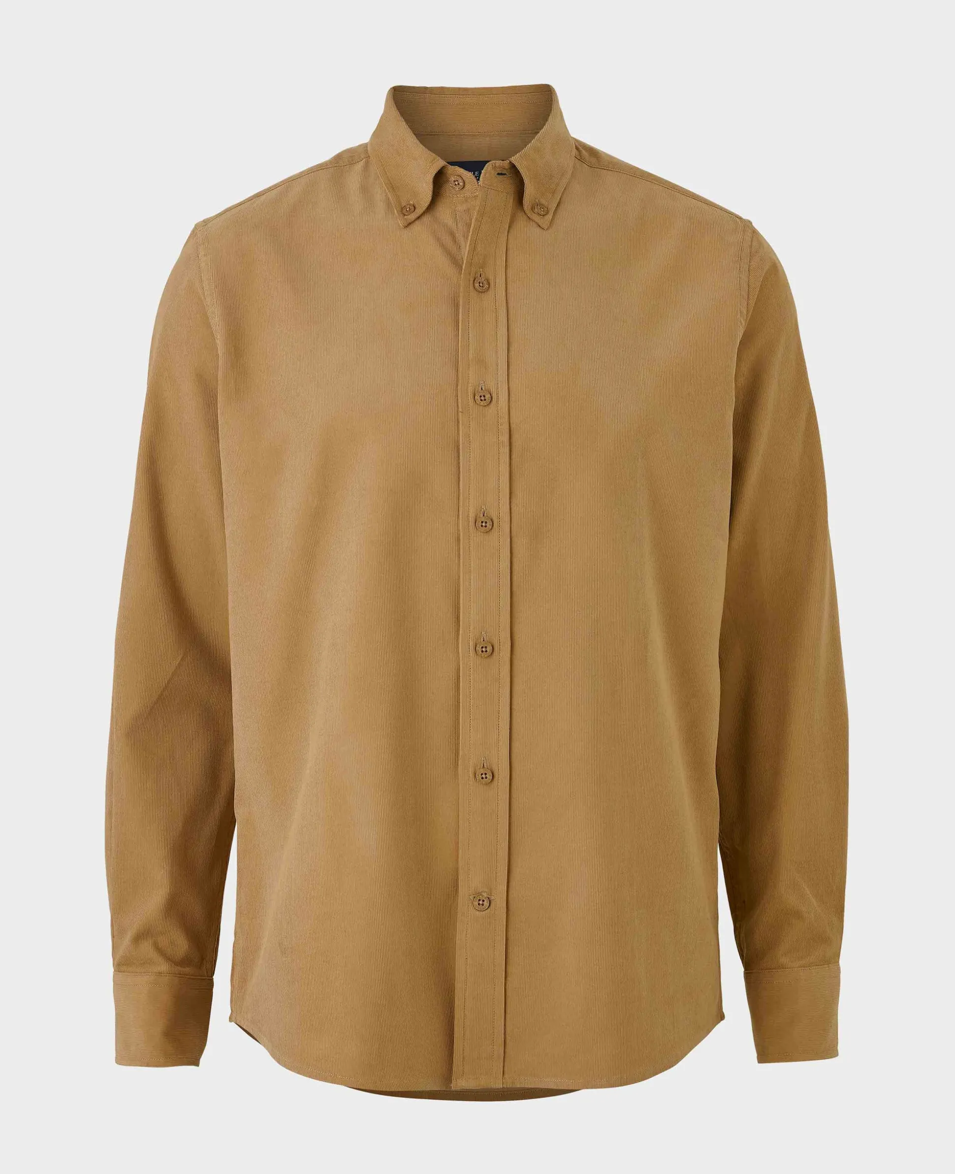 Camel Cotton Babycord Slim Fit Button-Down Casual Shirt