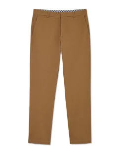 Cappuccino Brown Stretch Cotton Classic Fit Flat Front Chinos