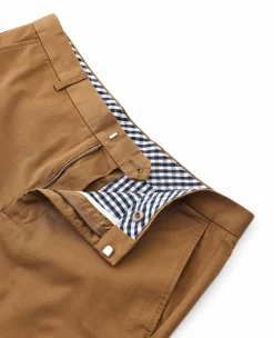 Cappuccino Brown Stretch Cotton Classic Fit Flat Front Chinos