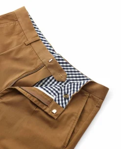 Cappuccino Brown Stretch Cotton Classic Fit Pleated Chinos