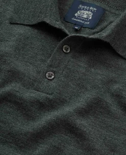 Charcoal Merino Wool Knitted Polo Shirt