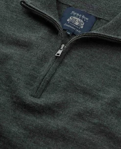 Charcoal Merino Wool Zip Neck Jumper