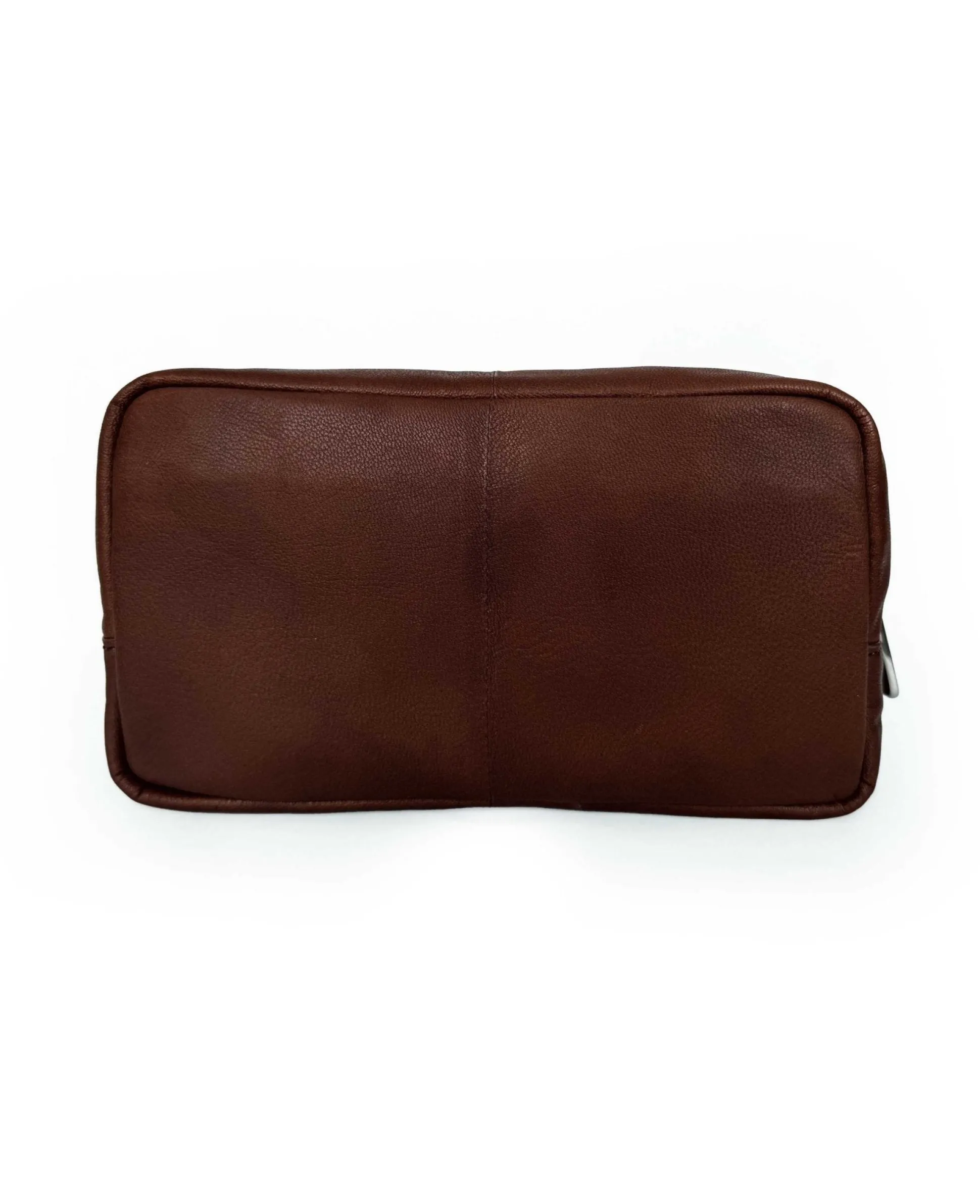 Chocolate Brown Leather Wash Bag