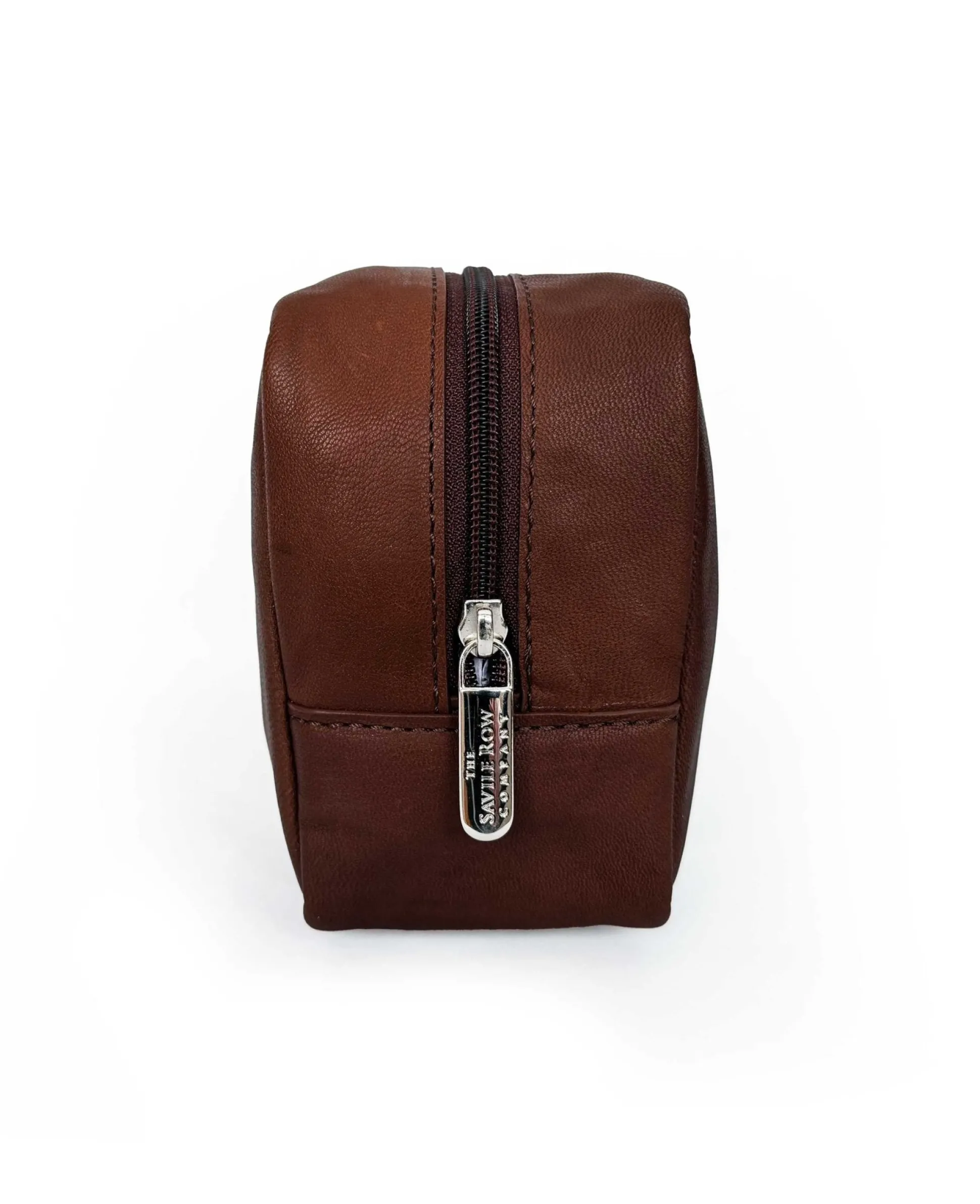 Chocolate Brown Leather Wash Bag