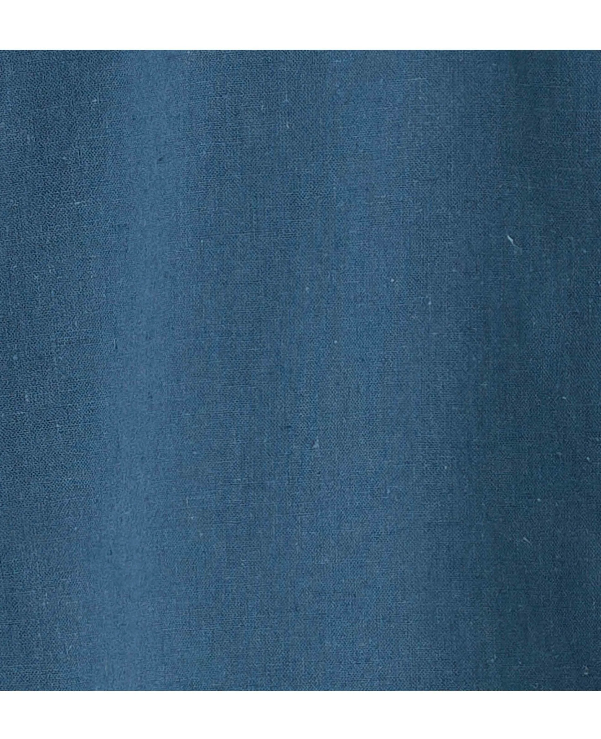 Dark Blue Linen Cotton Classic Fit Button-Down Short Sleeve Casual Shirt