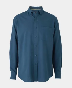 Dark Blue Linen Cotton Classic Fit Button-Down Casual Shirt