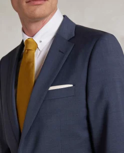 Dark Blue Wool-Blend Tailored Suit Jacket