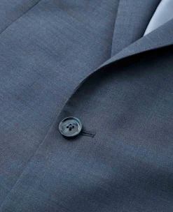 Dark Blue Wool-Blend Tailored Suit Jacket