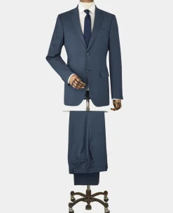 Dark Blue Wool-Blend Tailored Suit Jacket