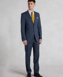 Dark Blue Wool-Blend Tailored Suit Jacket