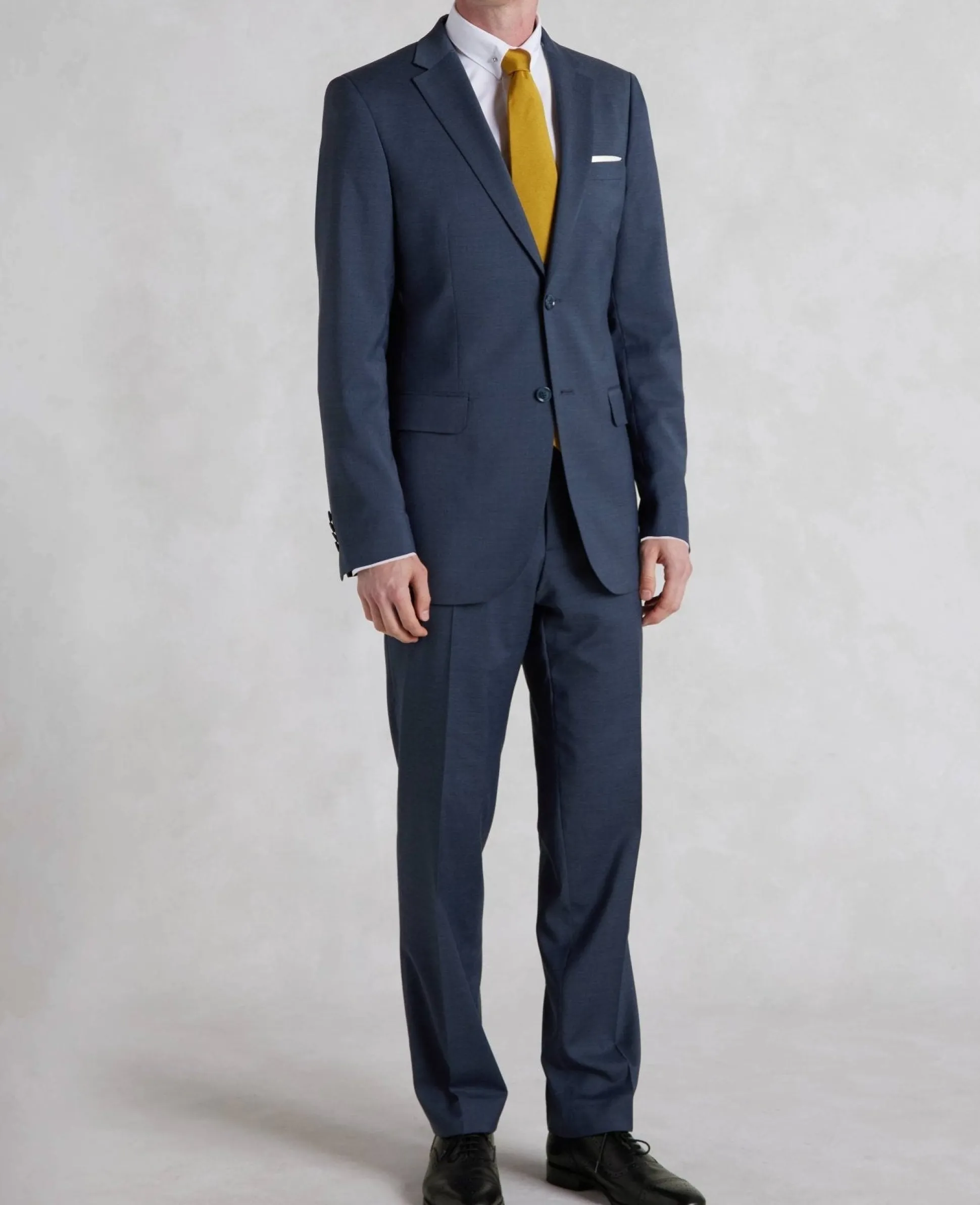 Dark Blue Wool-Blend Tailored Suit Trousers