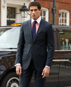 Dark Navy Wool Blend Tailored Suit