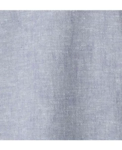 Denim Blue Linen Cotton Classic Fit Grandad Collar Casual Shirt