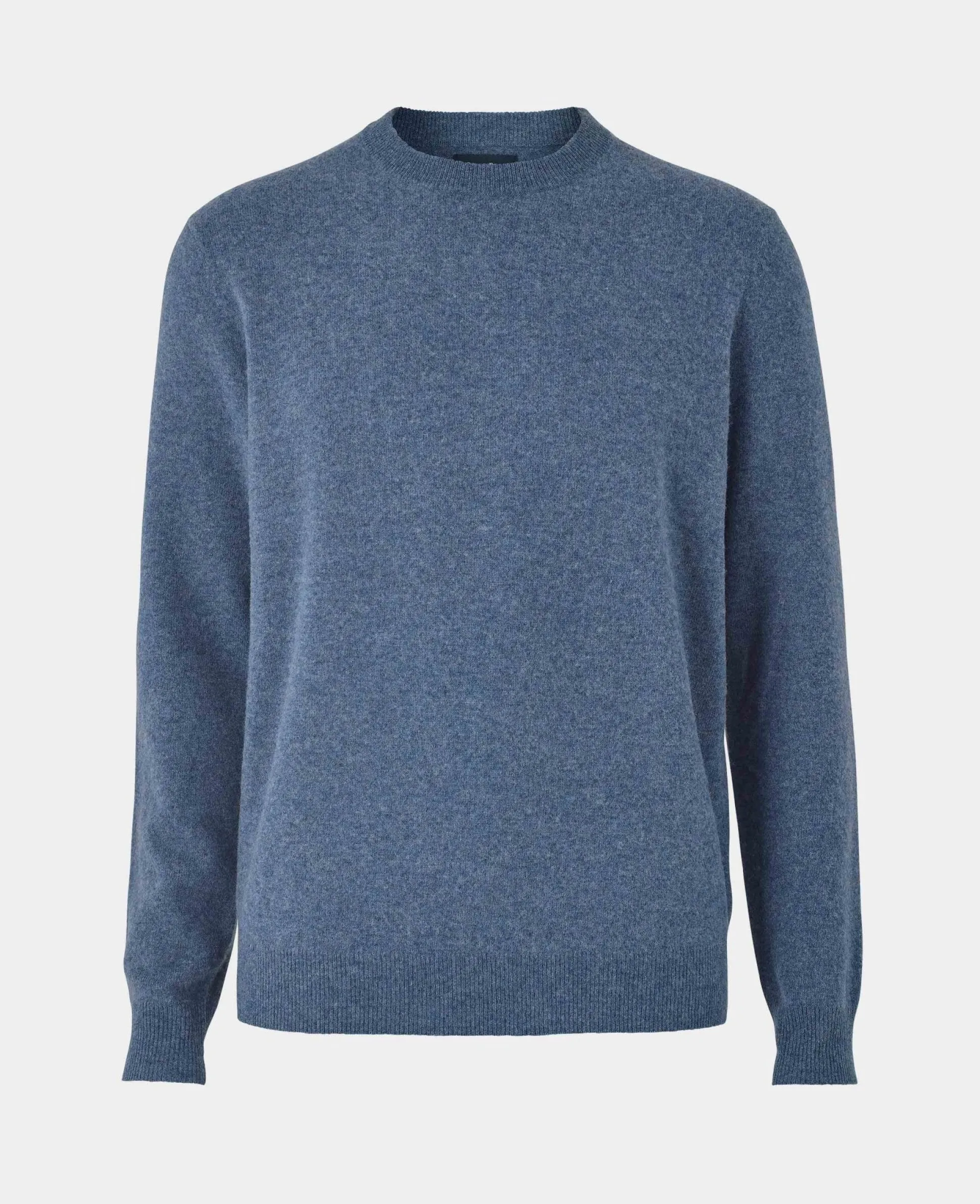 Denim Blue Merino Wool Cashmere Crew Neck Jumper