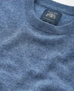 Denim Blue Merino Wool Cashmere Crew Neck Jumper