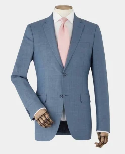 Denim Navy Wool Blend Tailored Suit Jacket