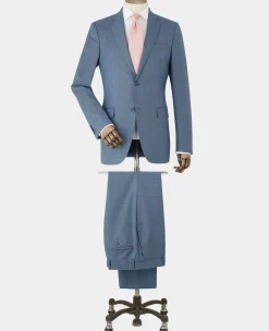 Denim Navy Wool Blend Tailored Suit Jacket