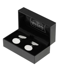 Engravable Sterling Silver Oval Chain Cufflinks