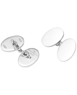 Engravable Sterling Silver Oval Chain Cufflinks