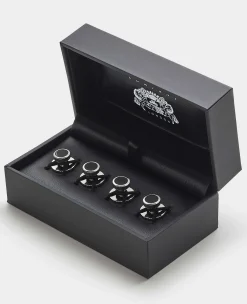 Four Pack Black Onyx Stone Dress Studs