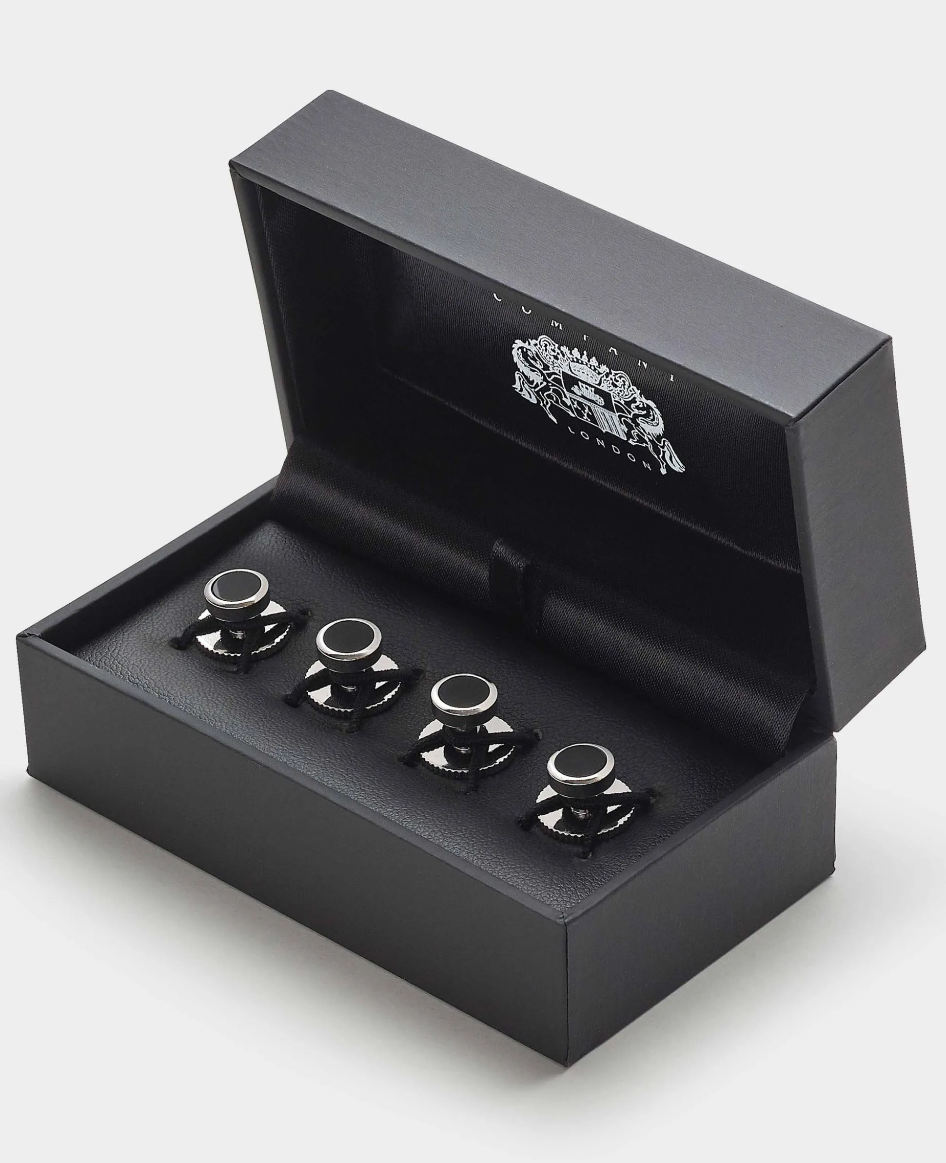 Four Pack Black Onyx Stone Dress Studs