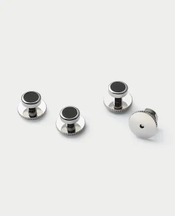Four Pack Black Onyx Stone Dress Studs