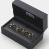 Four Pack Gold and Black Onyx Stone Dress Studs