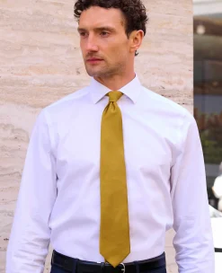 Gold Fine Twill Silk Tie