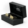 Gold Tone Rhodium Plated Concave Cufflinks