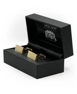 Gold Tone Rhodium Plated Concave Cufflinks