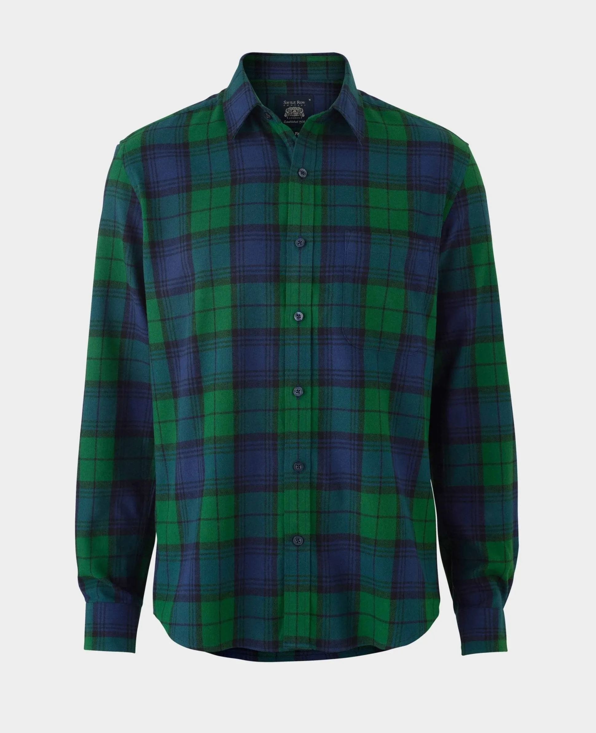 Green Blue Brushed Cotton Check Slim Fit Casual Shirt