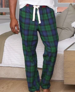 Green Blue Brushed Cotton Twill Window Check Lounge Pants