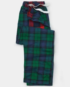 Green Blue Brushed Cotton Twill Window Check Lounge Pants