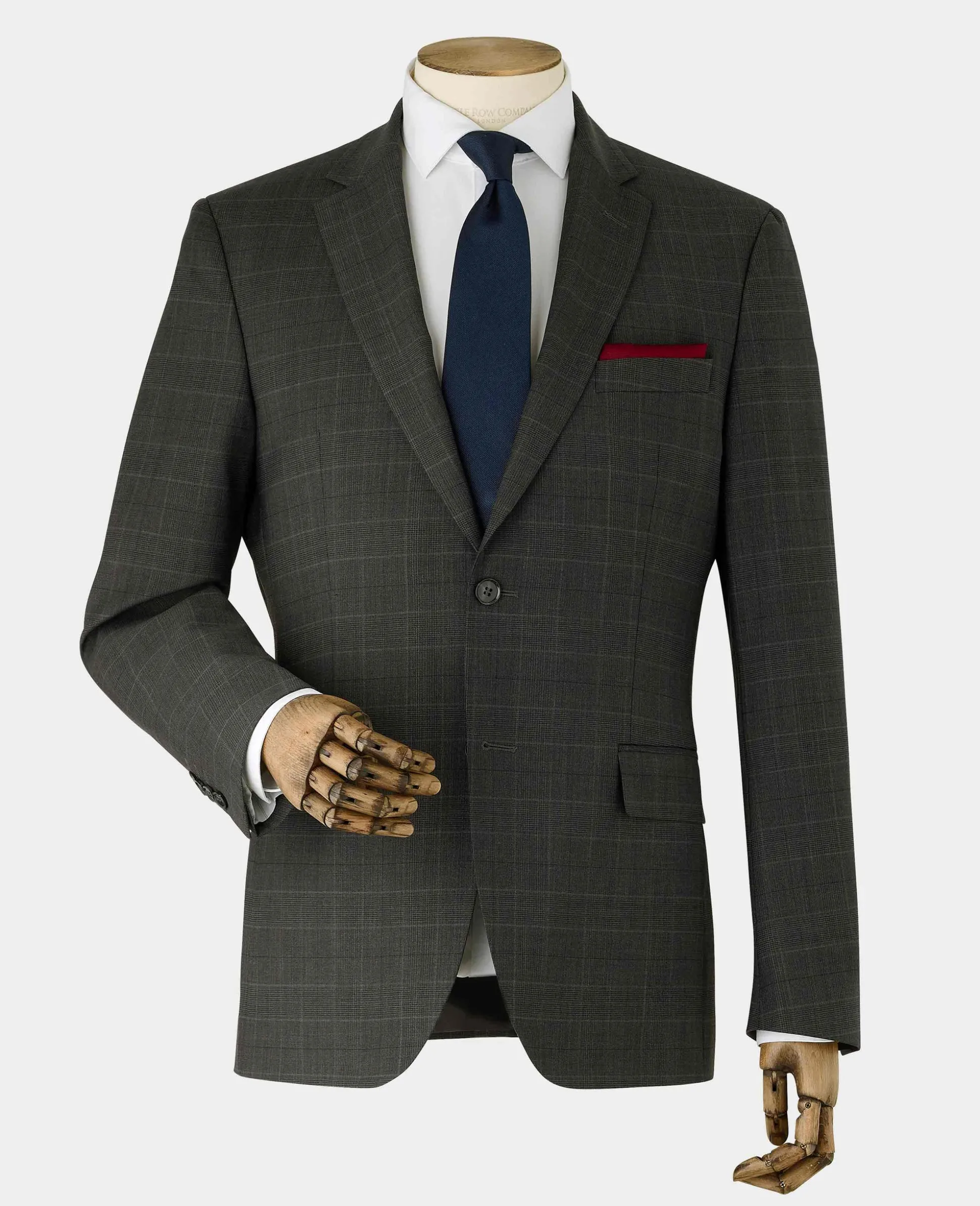 Grey Prince of Wales Check Wool Blend Suit Jacket