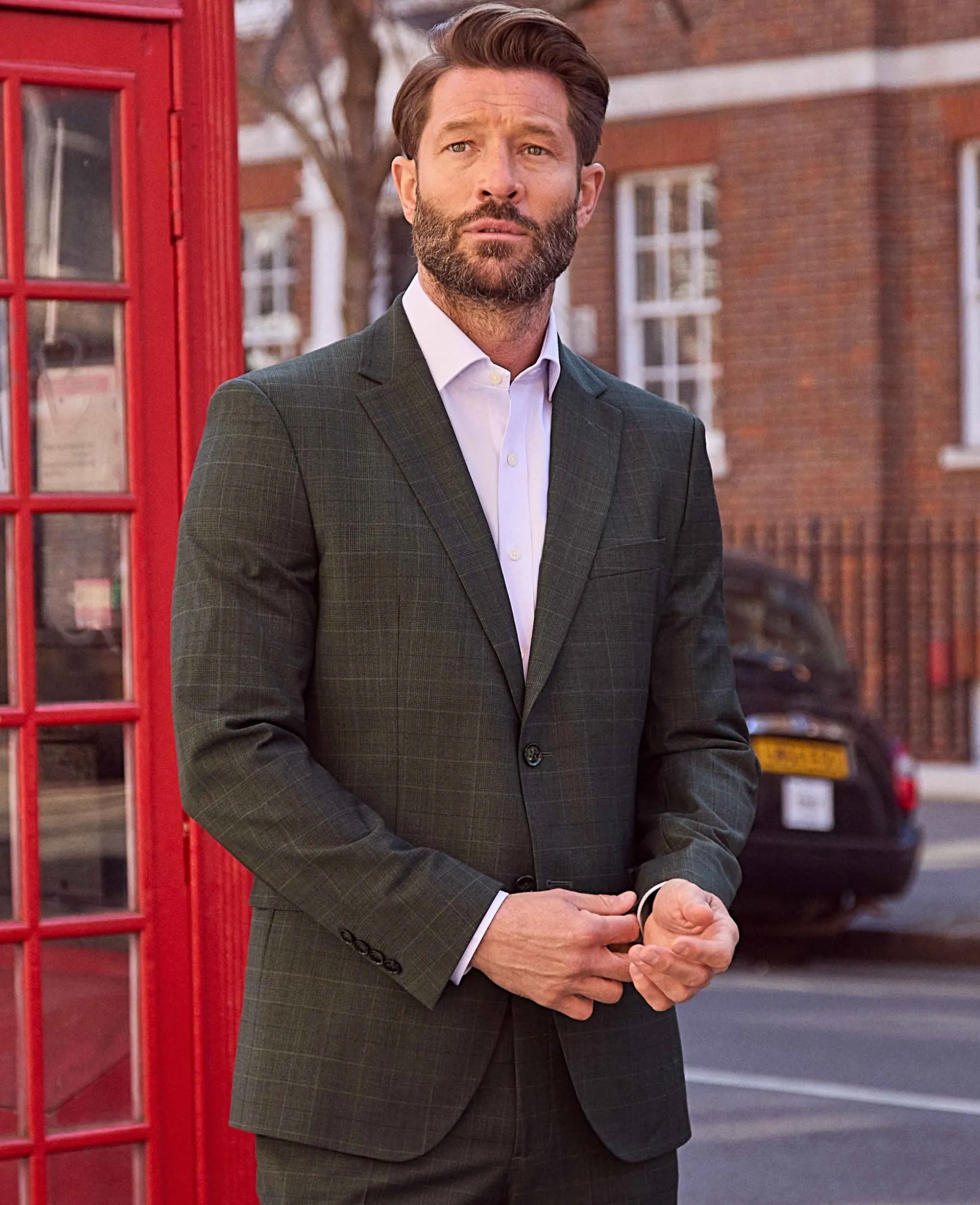 Grey Prince of Wales Check Wool Blend Tailored Suit