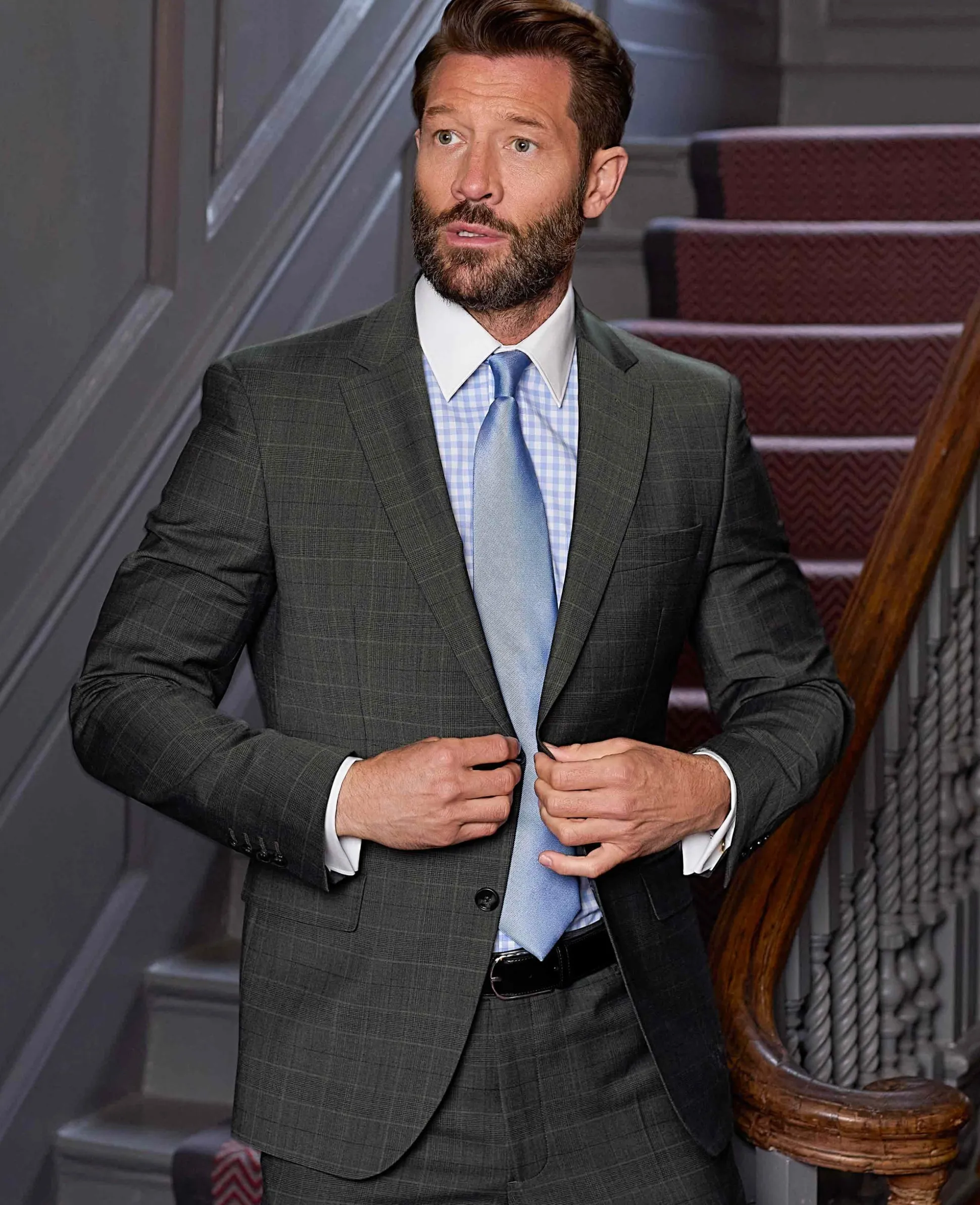 Grey Prince of Wales Check Wool Blend Tailored Suit