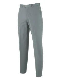 Grey Stretch Cotton Classic Fit Flat Front Chinos