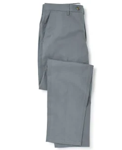 Grey Stretch Cotton Classic Fit Flat Front Chinos