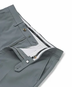 Grey Stretch Cotton Classic Fit Flat Front Chinos
