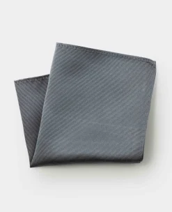 Grey Twill Silk Pocket Square
