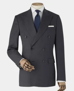 Grey Wool Blend Chalk Stripe Double Breasted Tailored Suit