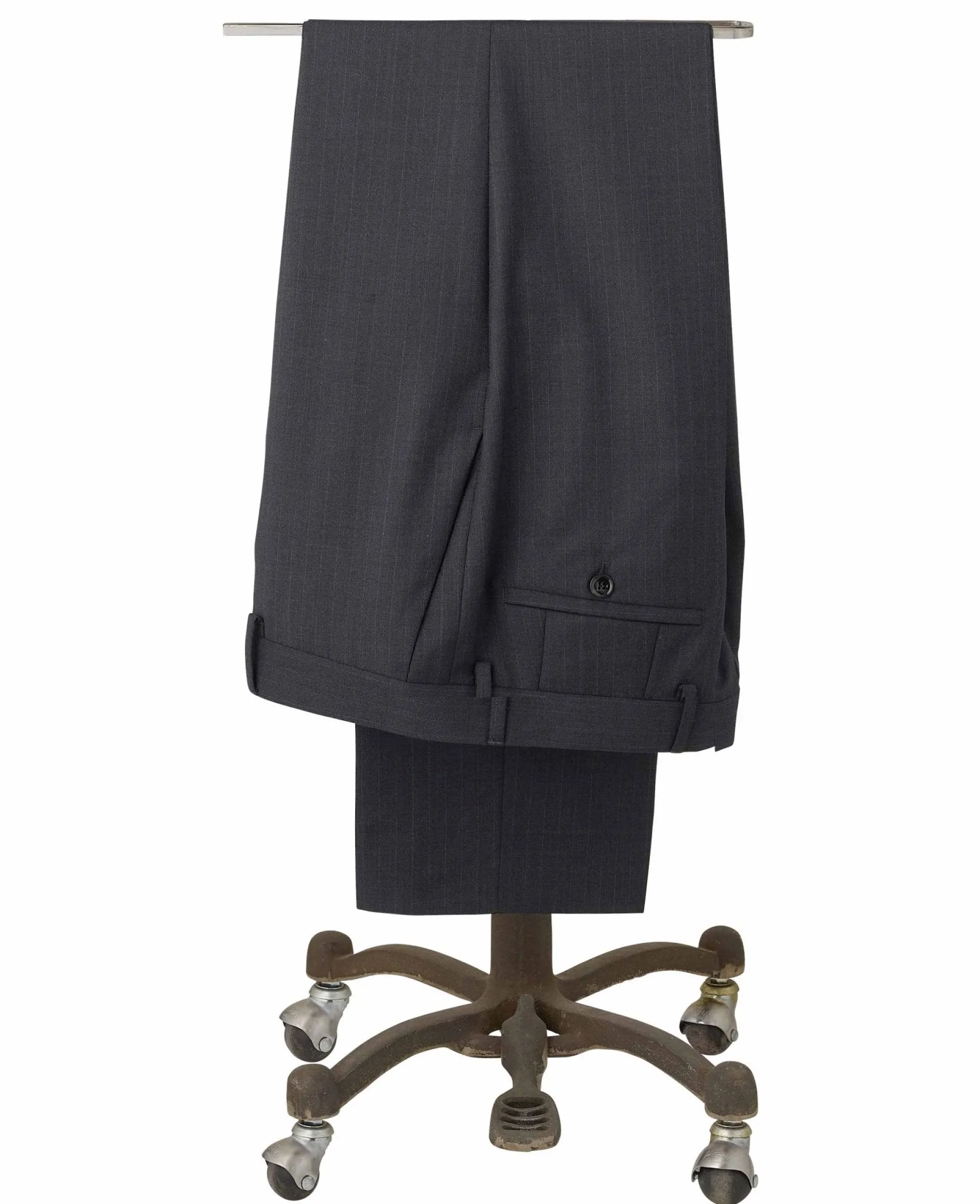 Grey Wool Blend Chalk Stripe Suit Trousers