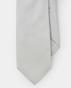 Ivory Herringbone Seven Fold Silk Tie