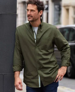 Khaki Classic Fit Button-Down Oxford Casual Shirt