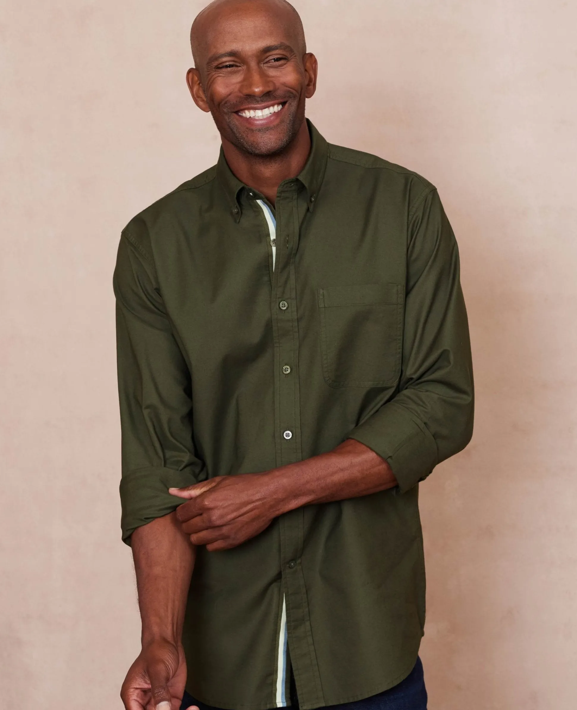 Khaki Classic Fit Button-Down Oxford Casual Shirt